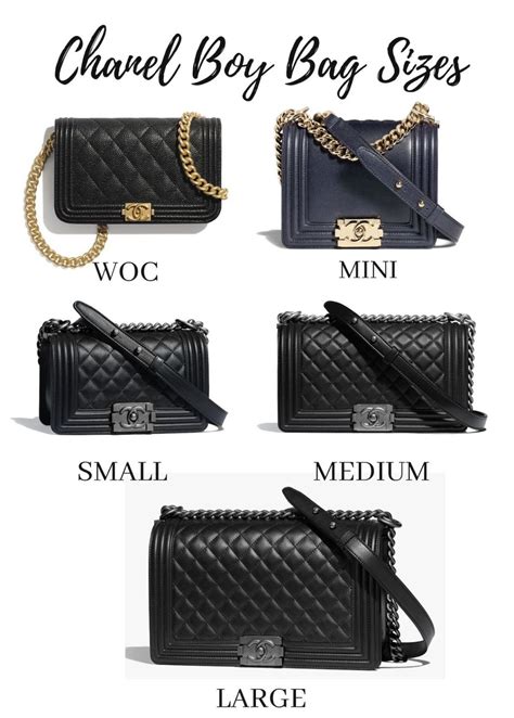 chanel boy bag sizes